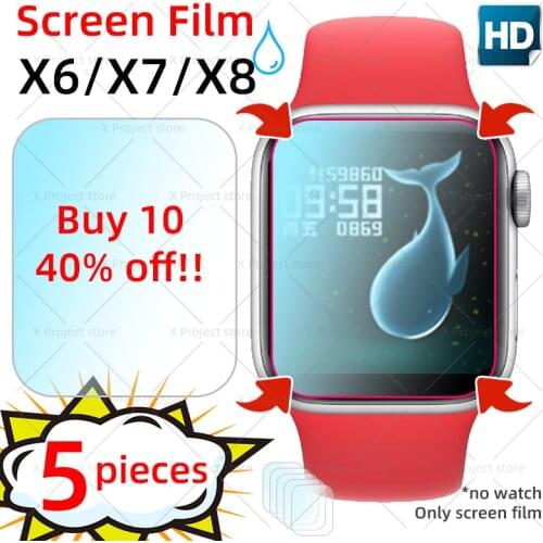 5pcs HD Screen Film For X6 X7 X8 SmartWatch Full Coverage 44mm Hydrogel Protective Film Screen Protector Smart Watch Watches