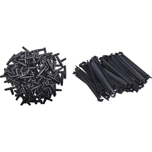 50Pcs C-Shaped 4/7mm Drip Irrigation Pipe Bracket with 200Pcs 1/4 Inch Barbed Tee Fittings,for 1/4 Inch Hose Connectors