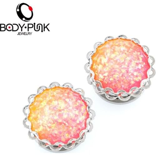 BODY PUNK 2pcs Flesh Tunnels Ear Plugs Big Gauge Piercing Expander 6mm - 20mm Pircing Body Jewelry for Women Christmas