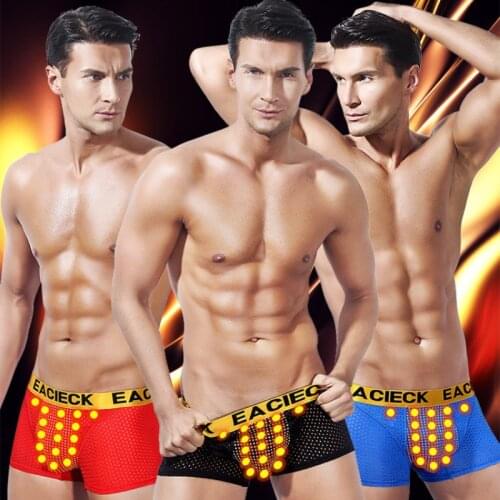EACIECK 3Pcs Sexy Men Boxer Ice Silk Mesh Men Underwear U Pouch Sexy Underpants Mesh Pants Trunks Boxer Shorts Male Panties