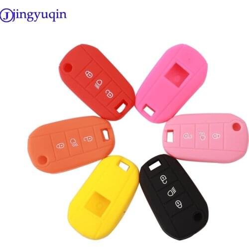 Jingyuqin 3 Buttons Remote Car Key Silicone Cover Case Fob for Peugeot 3008 208 308 508 408 2008 Protector Rubber Styling