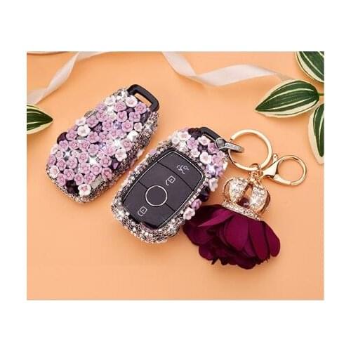 Ceramic Flower Diamond Car Key Case Cover Key Case Key Holder For Mercedes Benz New E Class W213 E200 E300 Car-styling