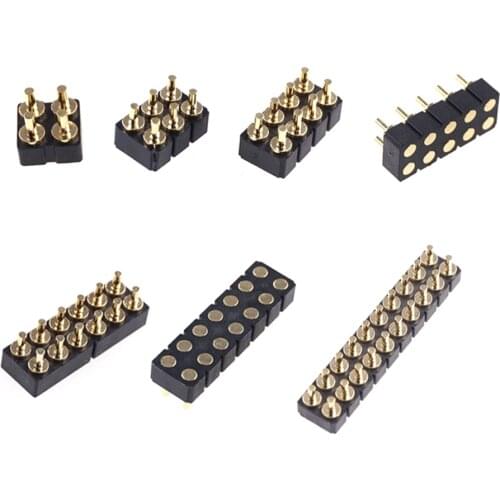 100 PCS Power Contact Pad 2.54mm Pitch 4 6 8 10 12 14 20 Pin Female 3MM Height Target Connector Spring Pogo Header DIP Dual Row