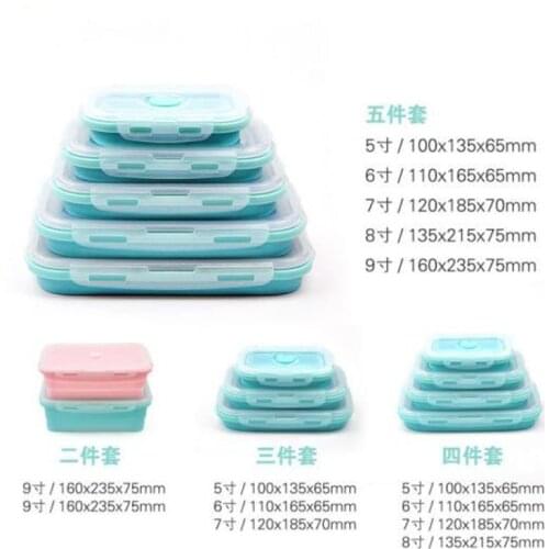 Bento Box Home Silicone Crisper Outdoor Portable Folding Boxes Square Scaling Sealed Food Container Container