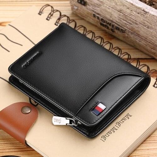 2021 new high-end leather wallet mens short double peak zipper zero wallet simple fashion multi card ID drivers license Wallet