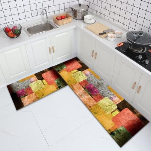 Colorful Print Kitchen Mat Entrance Home Doormat Carpet Anti-Slip Absorbent Bath Rug Bedroom Area Rug Living Room Door Mats