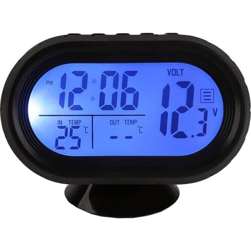 Multi-Function Digital 12V Car Voltage Alarm Temperature Thermometer Clock LCD Monitor Battery Meter Detector Display