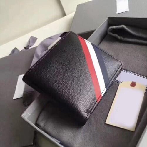 2021 Fashion TB Brand Wallet Genuine Leather Short Wallet Men Clutch Bag Cow Leather Striped Casual Short Card bag