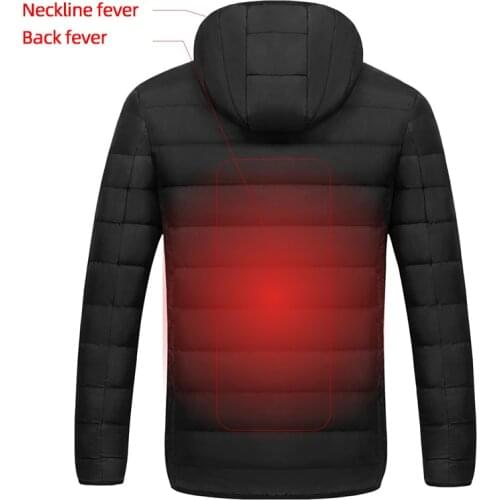2021 Men Heated Jackets Outdoor Coat USB Electric Battery Long Sleeves Heating Hooded Jackets Warm Winter Thermal Clothing Solid