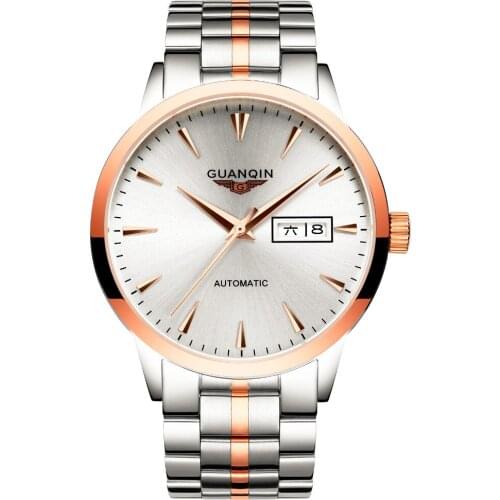 Watch Men GUANQIN Mens Watches Top Brand Luxury Japan Movement Mechanical Watches Stainless Steel Leather Strap Wristwatches