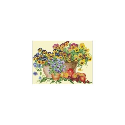 YIXIAO Counted Cross Stitch Kit Cross stitch RS cotton with cross stitch Tg-2083 pansy