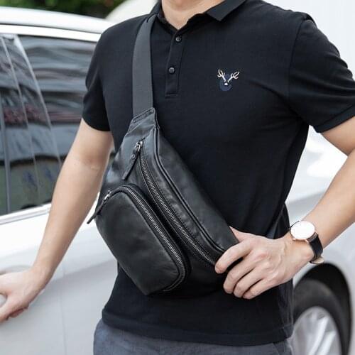 Wmnuo New Cow Chest Bag Casual Black Multifunction Messenger Crossbody Bags Men Real Leather Male Shoulder Sling Waist Bags Hot
