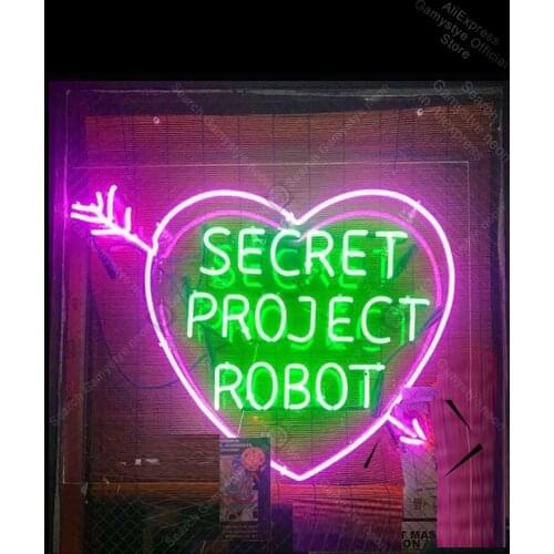 Neon Sign for Secret Project Robot with Heart decor Home Neon Light Signs for Store Personalized Custom Neon Bar Signs Nail Sign