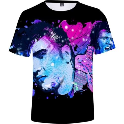 New Elvis Presley 3DT Shirt Casual Mens Womens Pop 3D Gorgeous Color Tops Summer Mens Comfortable Short Sleeve