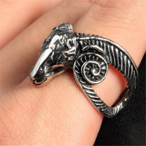 New stainless steel rings Mens accessories wholesale The goat head restoring ancient ways ring
