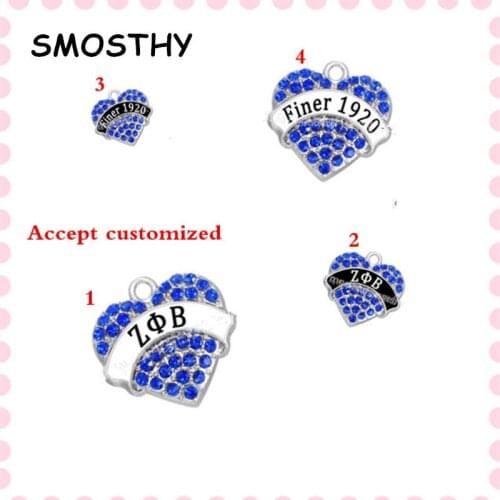 Zeta heart crystal charm OPB025 enamel finer 1920 charm University Student Organization ZPB jewelry accessory.10pcs/lot