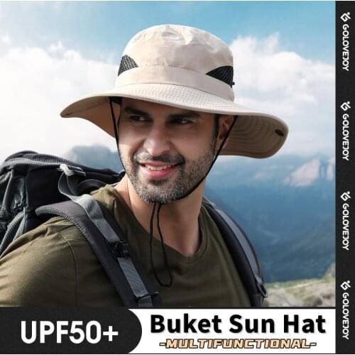 Bucket Hat Man Outdoor Cowboy Hat Sunscreen UV Protection Breathable Fishing Sunshade Camping Hiking Big Brim Fisherman Cap