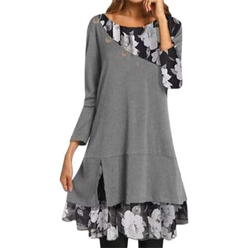 Floral Dresses For Women 2021 Womens Fashion Chiffon Print Loose Double-layer Large Size Dresses Vestidos De Mujer Casual