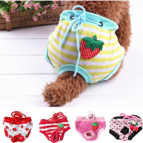 Dog Diapers Washable Female Dog Panties Physiological Pants Sanitary Cartoon Bitch Briefs Puppy Shorts Underwear Velcro Nappy