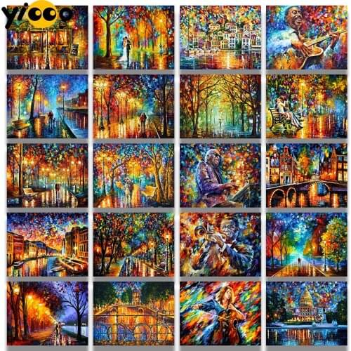 Full Square Drill Diamond Painting Cross Stitch 5D Embroidery Colorful Scenery Diamond Mosaic Rhinestone Home Decor Gift TC20