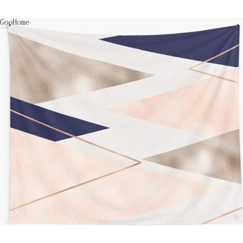 Rose gold french navy geometric Wall Tapestry Cover Beach Towel Throw Blanket Picnic Yoga Mat Home Decoration
