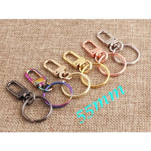 10 sets Rainbow Swivel Clasps with Key Rings Lanyard Clip Keychain Connector Clasps Jewelry Findings Charm Rose Gold Silver