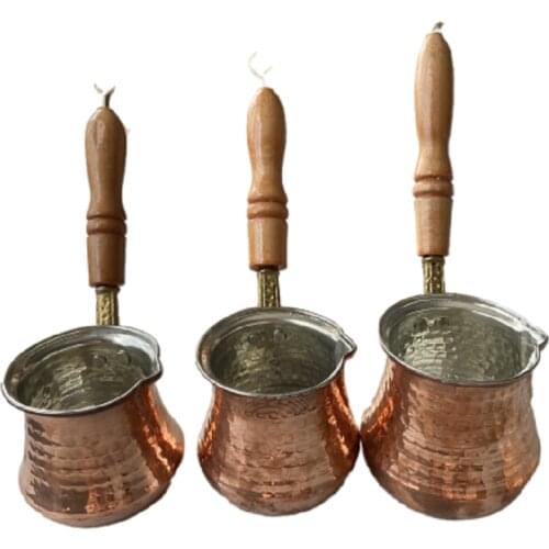 Turk Turkish Coffee Pot Coffee Turk Turkish Copper Coffee Maker for Turk Cezve Cafeteria Wooden Handle Cevze