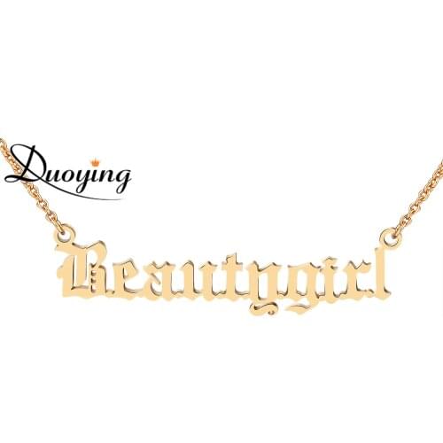 DUOYING Old English Font Custom Necklace Personalized Choker Necklace For Women Copper Name Necklace Steel Metal Christmas Gifts
