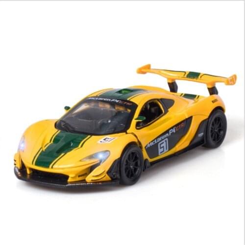 1: 32 Simulation McLaren 600lt Sports Car Alloy Car Model Children Toy Boy Birthday New Year Christmas Gift Yellow