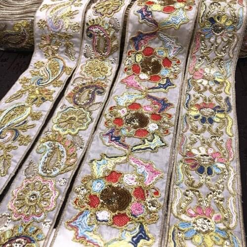 1 Yards Flower Fabric Lace Fabric Trims Embroidery Dress Sewing Supplies Jacquard Ribbon Curtain Lace Trim