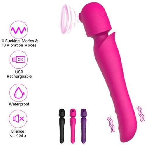 10 Frequency Sucking and Vibration Modes Clitoral Nipple Stimulate AV Stick Vibrators Masturbation Sex Toys for Women