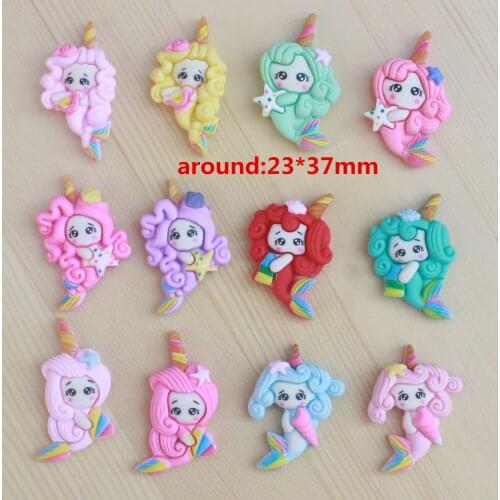 10pcs/lot kawaii flatback resin mermaid princess colorful resin cabochons accessories