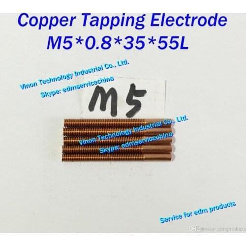 10pc/lot) M5x0.8x35x55mm Copper Orbital Tapping Electrode for EDM spark, copper threading electrode M5 without hole