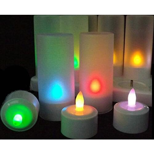 6pcs/set Remote Controlled Rechargeable Tea Light LED Candles frosted Flameless TeaLight color Change candle lamp Party Wedding