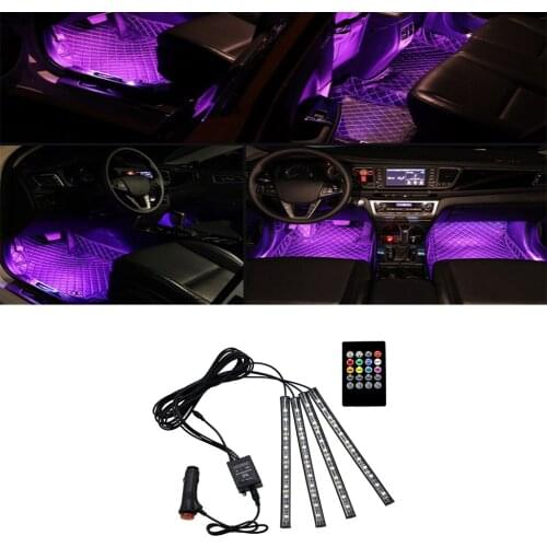 Car Interior Atmosphere LED RGB Strip Light Dash Floor Foot RGB LED Strip Decorative Light Music sound Control