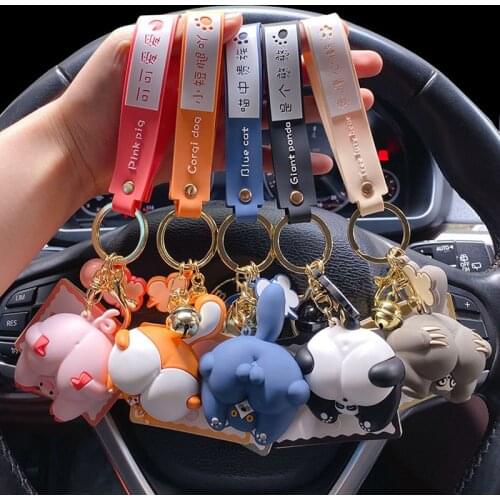 Cats Panda Ass Keychain Women Men Car Bag Pendant Keyring Creative Jewelry Gift Cute Corgi Pig Butt Key Chains Lovely Cartoon