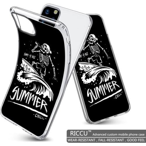 Surfing Casual Skull Cartoon Phone Case for iPhone 8 7 6 6S Plus X 5S SE 2020 XR 11 pro XS MAX 12 12Mini