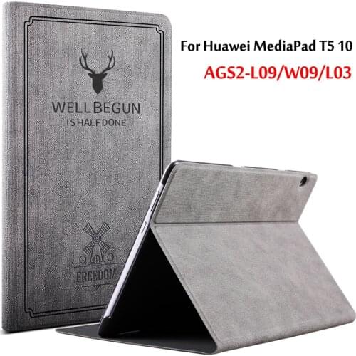 Case For Huawei MediaPad T5 10 AGS2-L09/W09/L03 Slim Folding Flip Stand PU Leather Case Cover For Huawei T5 10.1 Tablet Funda