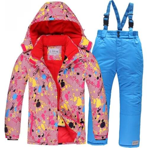 Lets Go Skiing Childrens Snowsuits Ski Suits Jackets Winter Outdoor Windproof Clothing Sports Coat and Snow Pants Boys/Girls