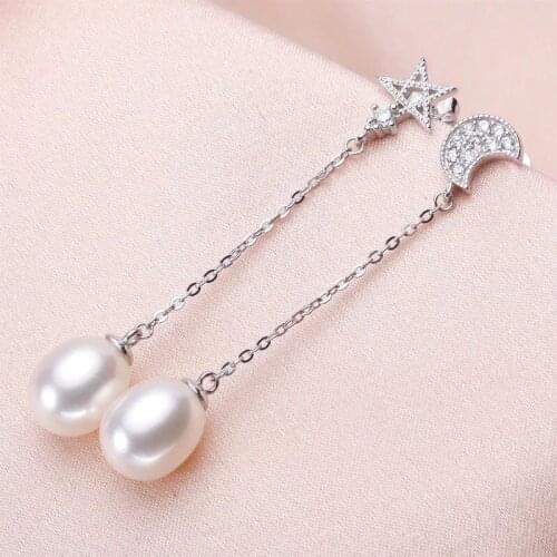 WATTENS Natural Drop Pearl Earring AliExpress 925 sterling silver Long Earrings White Pearls Jewelry charm earrings for women