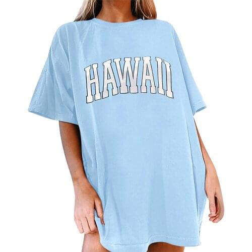 Vintage Letter Print Womens T Shirts Casual Round Neck Oversized Fashion Loose Tees Streewear Summer Short Sleeve Long Tops G3