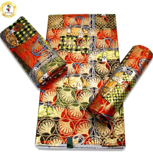 2021 Hot Sale Textile 100% Cotton African Wax Fabric Print Gold Powder Fabric Real Wax For Clothing Dress Women men