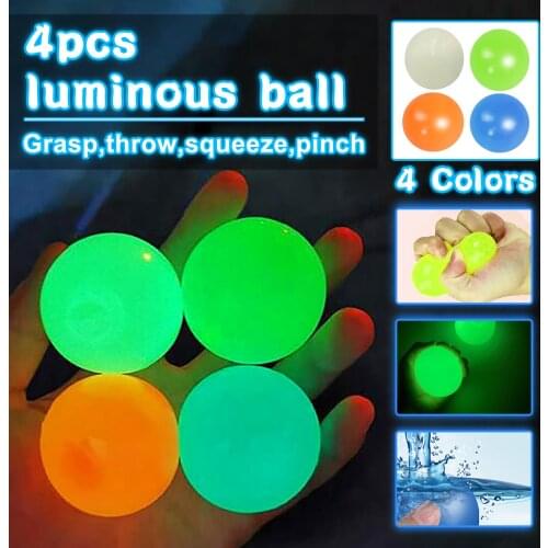 1-4PCs Squeeze Toys Luminous Sticky Wall Balls Glow Stress Relief Fidget Toy Antistress Squishy Funny Adult Kids Gift антистресс