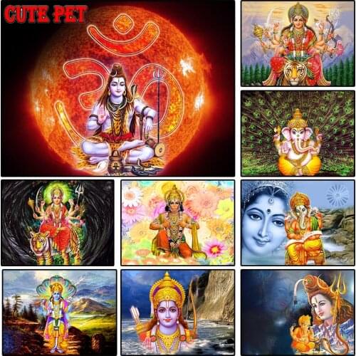 Indian religious god Ganesha diy Diamond Painting Hanuman Krishna Embroidery Full square round drilli Lakshmi Mosaic kits decor