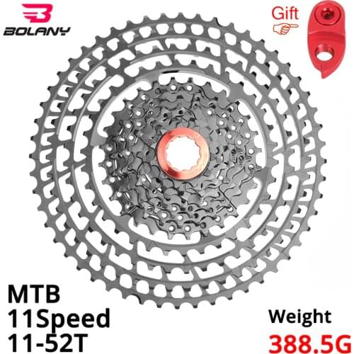 Bolany MTB 11 Speed Cassette 11-52T SLR Wide Ratio 388.5G UltraLight K7 11V CNC Aluminum Alloy Freewheel Bike Bicycle Parts