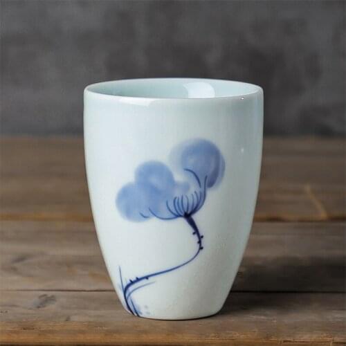 350ml handmade ceramic cup hand-painted blue and white without handle tea cup home drinking cup creative personality coffee cup
