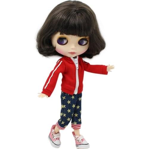 ICY DBS Blyth doll BJD toy black short hair joint body matte frosted face 1/6 30cm naked doll