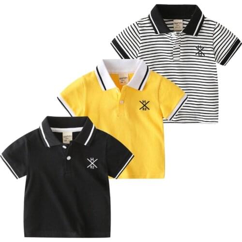 Summer New Baby Boys Casual Short Sleeve Turndown Collar Outwear Soft Pure Cotton Pullover Tops For Kids 4 Colors