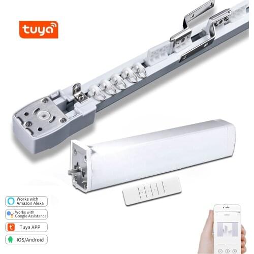 Smart life Tuya wifi curtain motor work with,Google home alexa with remote Control,Customized Electric Curtain track smart home