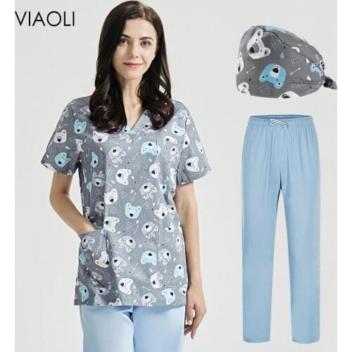 High quality work Uniform Blouse Scrub Tops Men Women Short Sleeve V-neck With Pocket Washable Reusable Summer Blouses Overalls